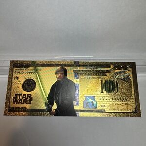 24k Gold Foil Plated Novelty Collectible Star Wars Luke Skywalker Banknote